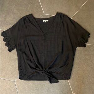 Max Studio Black Lace Sleeve Women's Top L